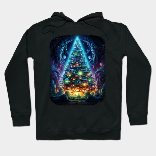 Fantastical Bright Christmas Tree Hoodie by Obotan Mmienu